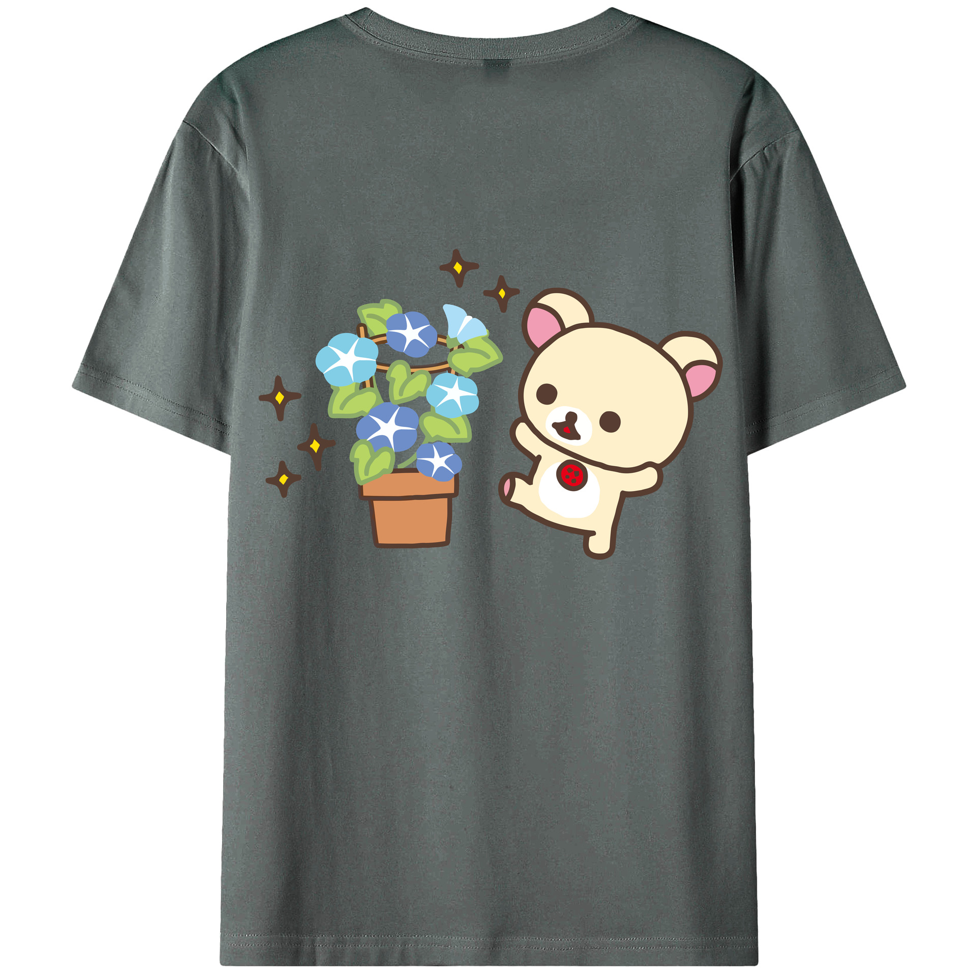 （画像用） リラックマ リラックマ キイロイトリ Rilakkuma Korilakkuma Kiiroitori 綿100％ メンズ半袖Tシャツ（バックプリント） 通気性